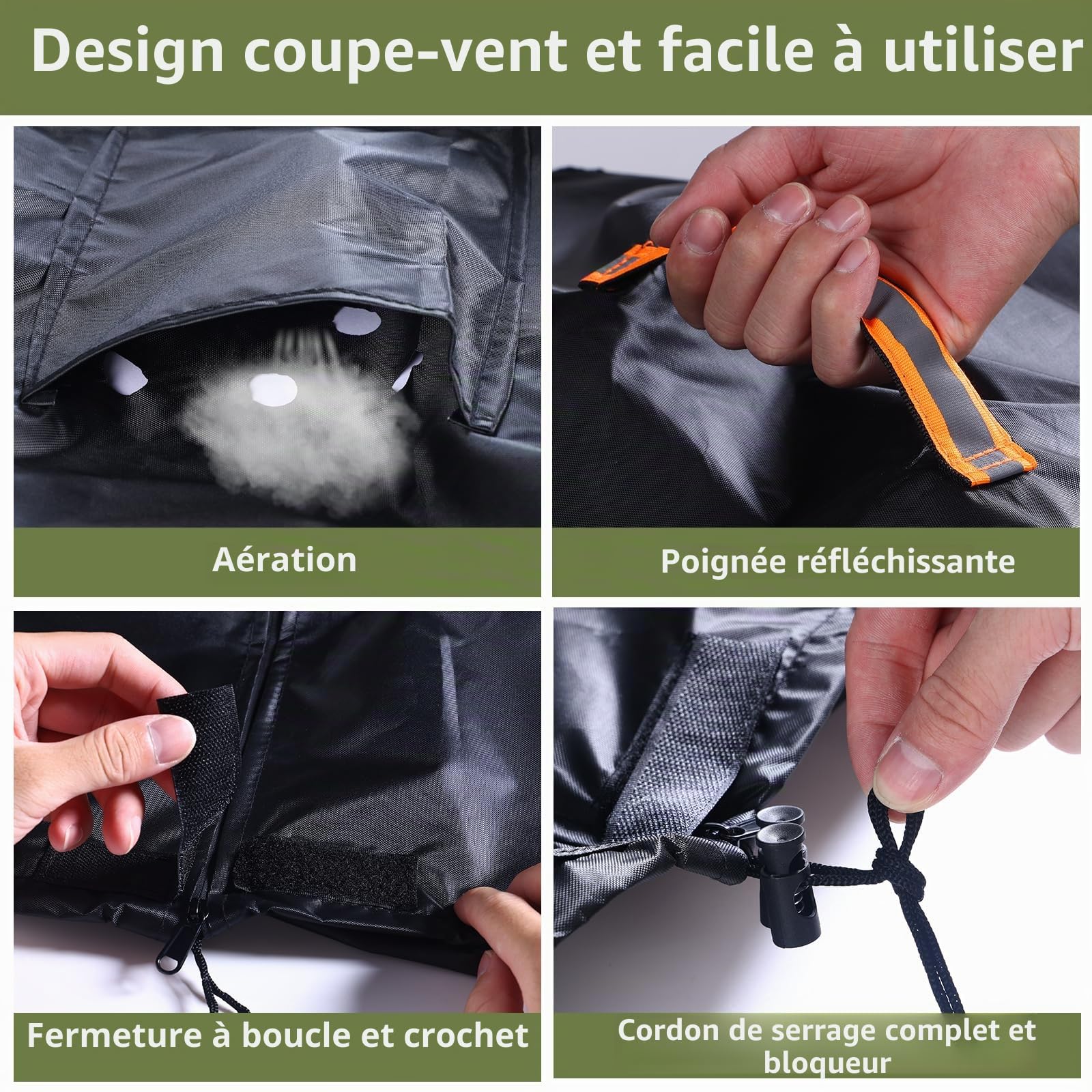 Housse de pneu améliorée 420D étanche avec bandes imperméables, fermeture éclair et bandes réfléchissantes, housse de protection de pneu pour arbre de jante, sac universel noir