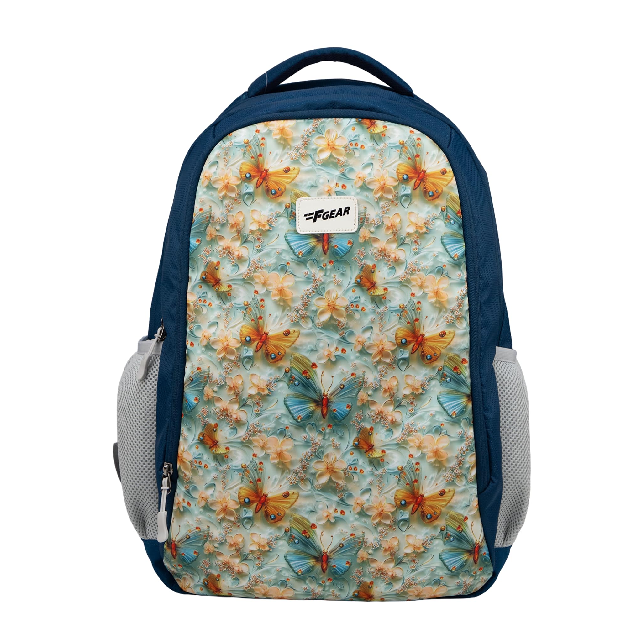 f gear Shinra Metalle Blue 34L School Backpack|3 Compartments|Airflow Padded Back Panel|Ergonomic, Lightweight & Durable with water Bottle Holders|Ideal for School, College, Office Travel & Daily Use-picture-28