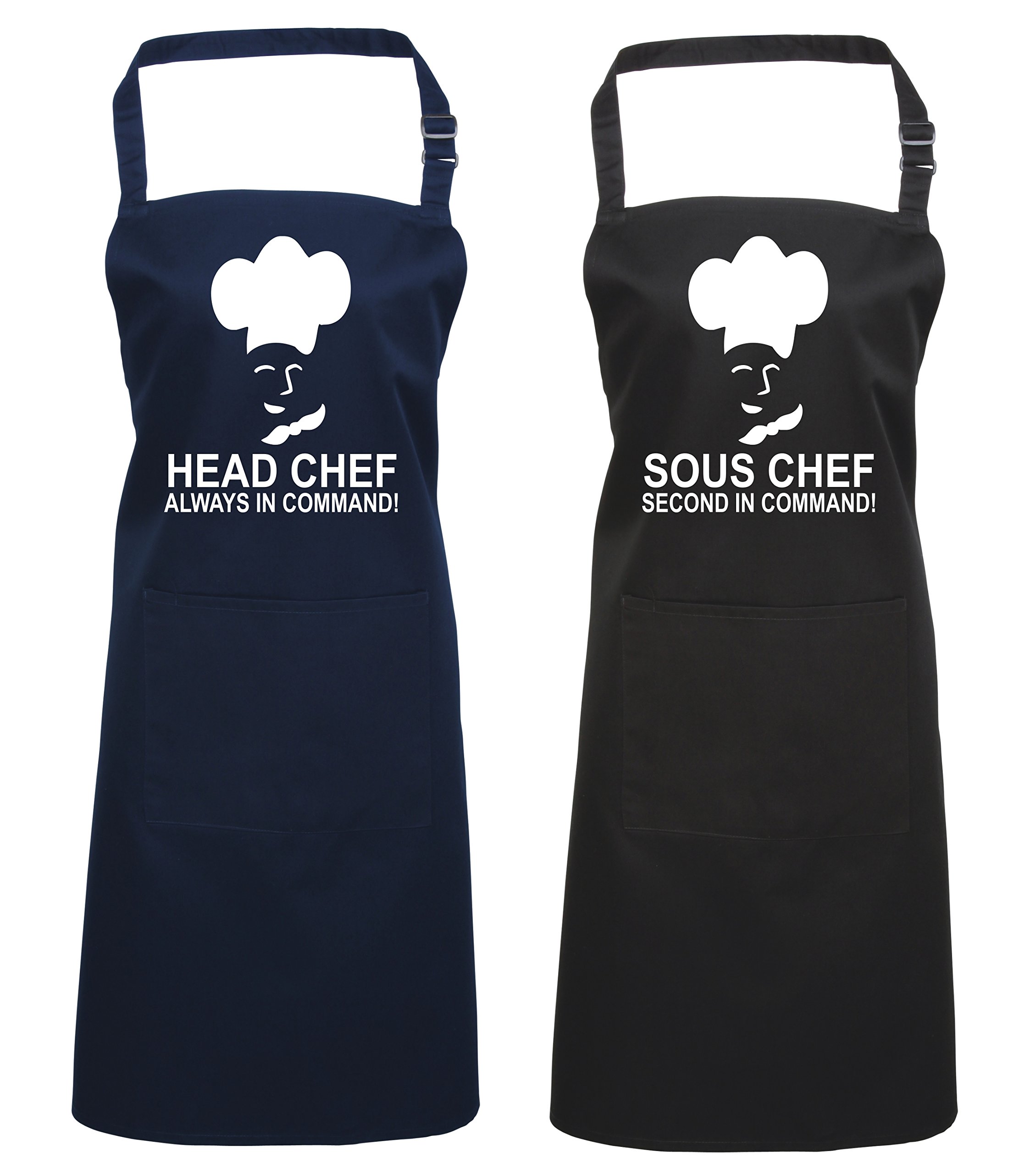 Edward Sinclair | Navy | HEADCHEF & | Black Sous | Chef | Matching | Apron | Gift Set