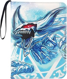 Trading Card Binder Album Holder Pages Folder Protector for Yugioh Trading Cards TCG - Leatherette 4 Pocket Top loading 3 Ring Zip Card Binder Album for Yu Gi Oh Master Duel Trade Cards