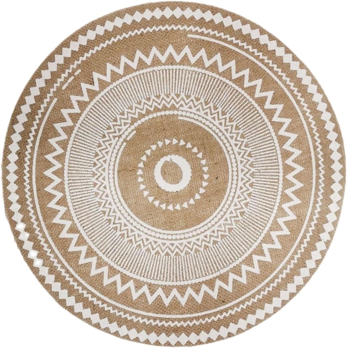 15 in. x 15 in. Round Boho Style Burlap placemat Jute Placemat for Dining Room Table Decor Browns/Tans (Set of 4)