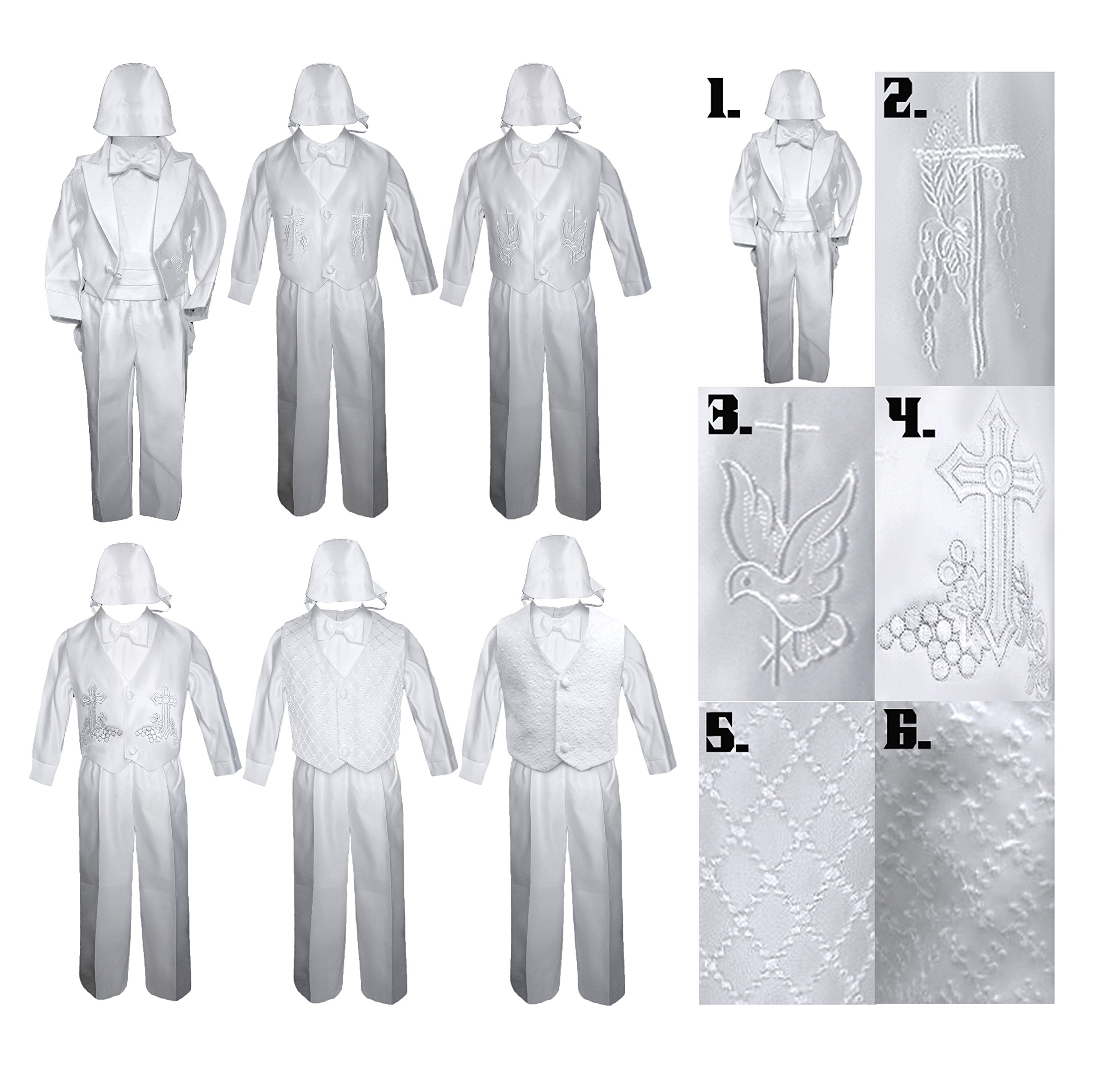 Unotux Baby Toddler Boy Baptism Christening Vest Tuxedo Suit Outfit Long Sleeve New Born-4T (2T, Style 4: Thick Cross & Grapes)