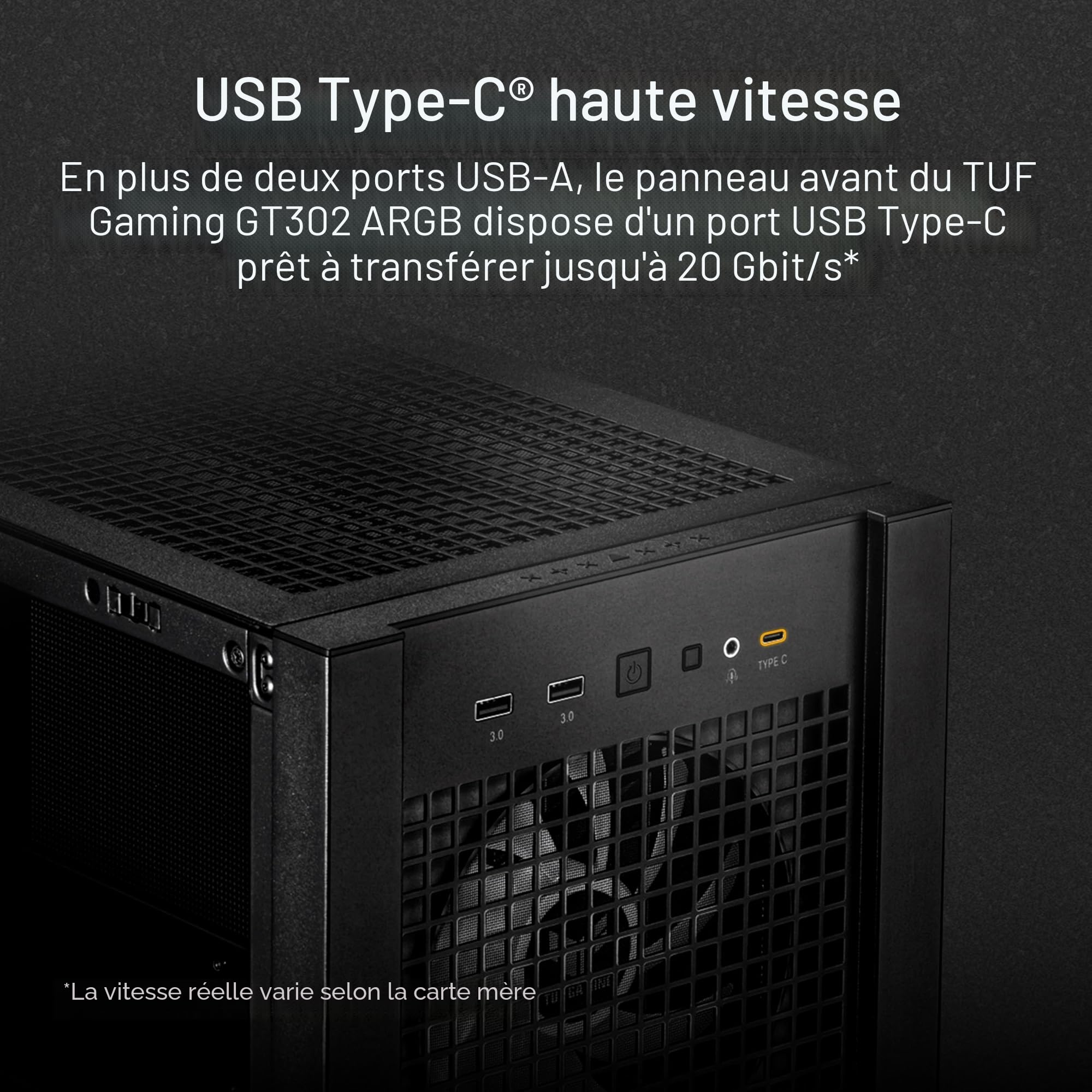 ASUS TUF Gaming GT302 ARGB ATX Mid-Tower Case Black - Four 140 x 28 mm ARGB Fans for High Airflow and Static Pressure, Interchangeable Tempered Glass and Mesh Side Panel, Hidden-Connector MB Support