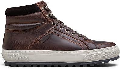 Jousen Mens Casual Shoes Premium Leather Side Zipper High Top Boots Fashion Sneakers for Men