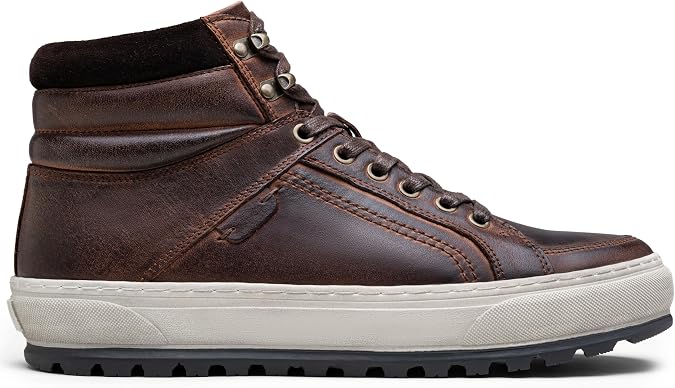 Jousen Mens Casual Shoes Premium Leather Side Zipper High Top Boots Fashion Sneakers for Men