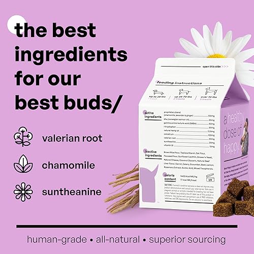 Miniatura 6 de Masticables calmantes adaptogénicos para perros - Sin melatonina - Golosinas calmantes para perros para aliviar la ansiedad - 90 unidades -