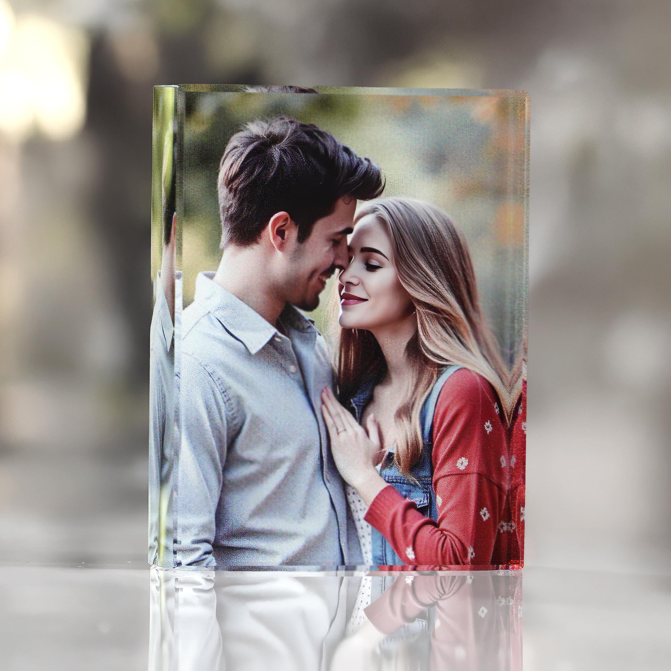 contento | Personalisiertes Glas mit eigenem Foto - Direktdruck auf Glas, Motiv beidseitig sichtbar, freistehender Glasaufsteller, Geschenkidee (Glasfoto, L Hochformat (14x10,5x1,9cm))