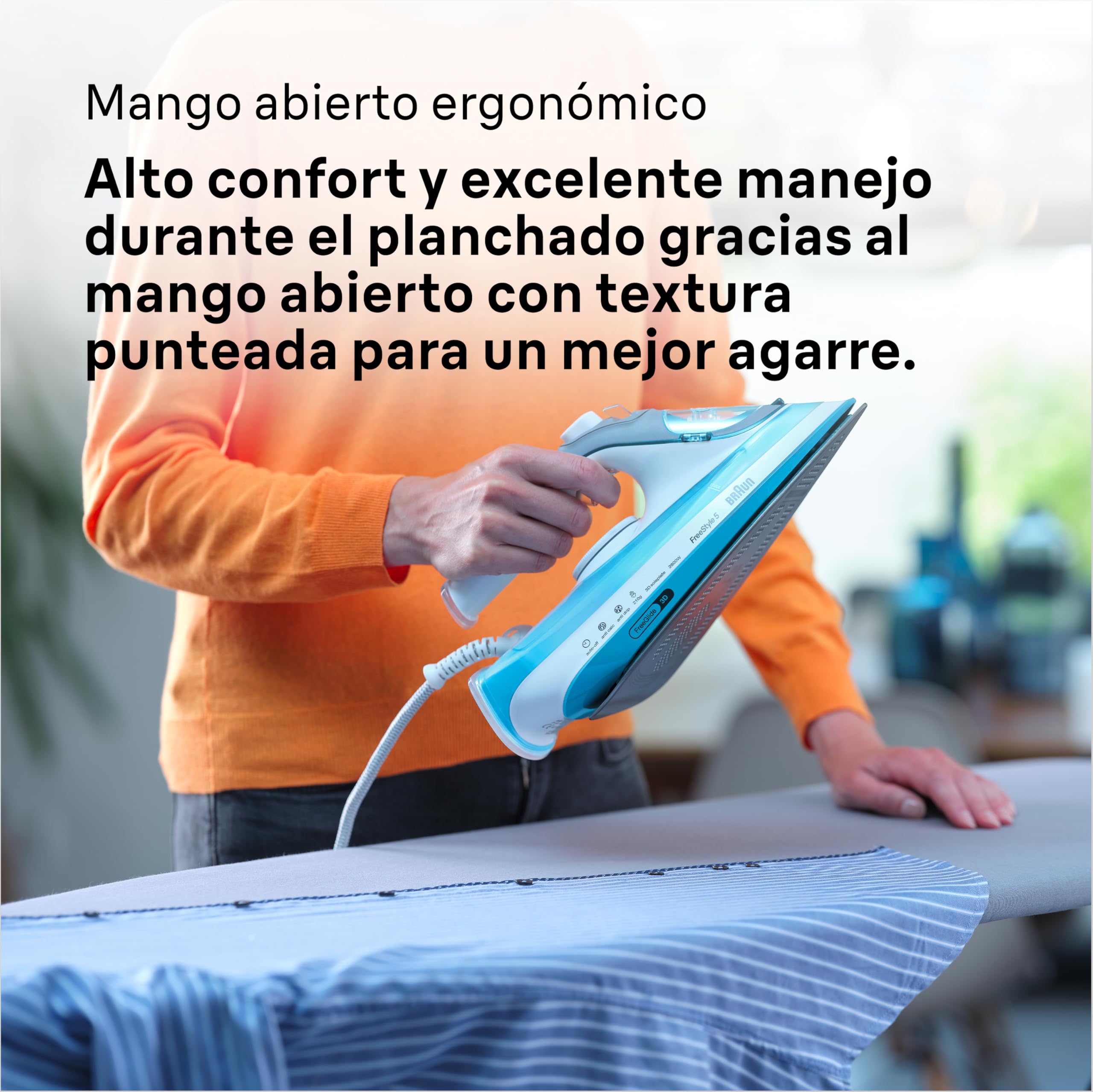 Braun Household Braun FreeStyle 5 SI 5006 BL-Plancha Suela FreeGlide 3D, Vertical, 2600 W, Golpe de Vapor 180 g/min, depósito de Agua de 300 ml, Color Azul