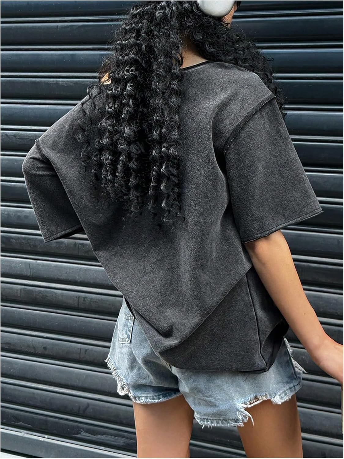 Women's Plus Size Off The Shoulder Tops Distressed Y2k Graphic Tees Retro Goth Clothes Streetwear - Image 2