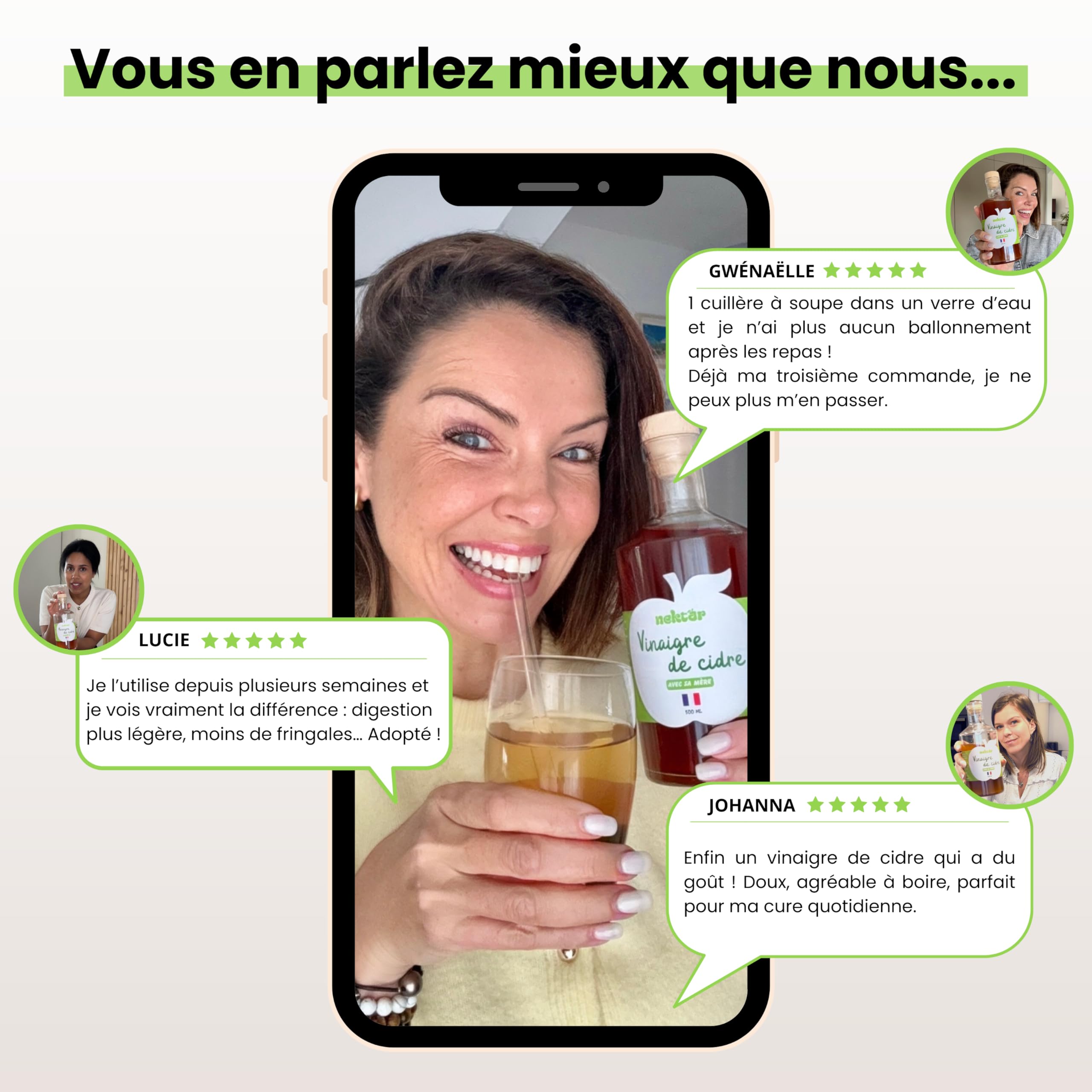 Nektar | Vinaigre de Cidre Bio | Recharge 1L | Non Pasteurisé, Non filtré, Avec sa mère | Digestion, Glycémie, Appétit | Spécial Cure | Fabriqué artisanalement en Normandie - 5