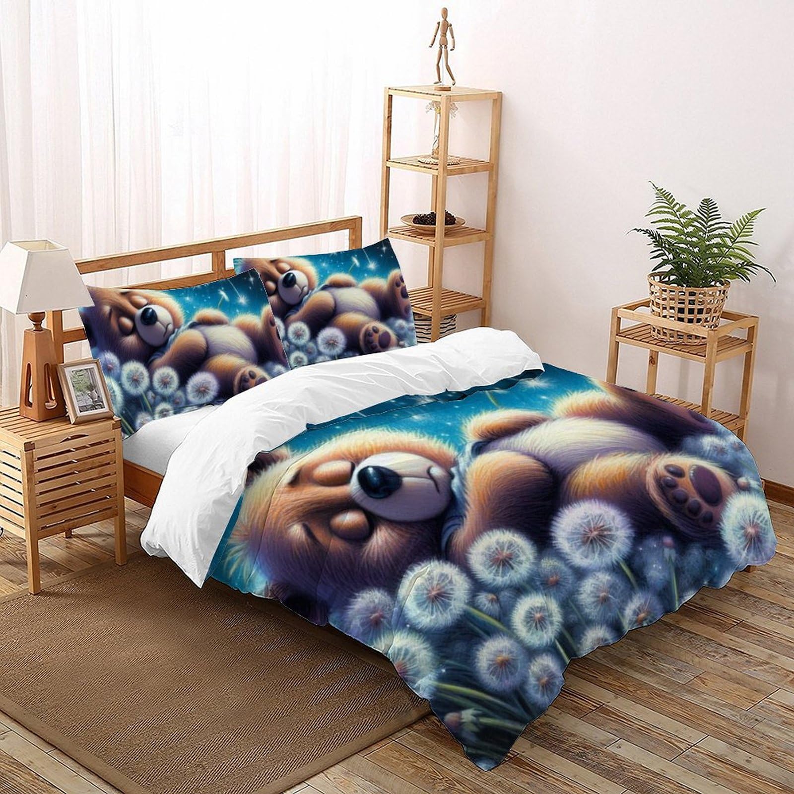 Housse de couette microfibre dessin animé et animaux lit 260x220cm