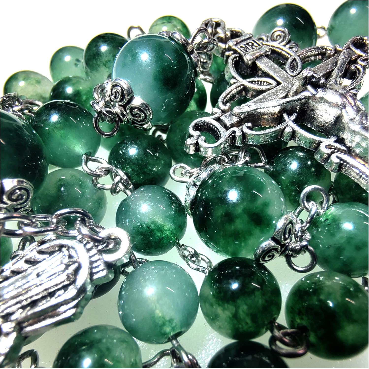 Rosary Beads Chaplet Natural Jade jd Rosery Cross Catholic gifts