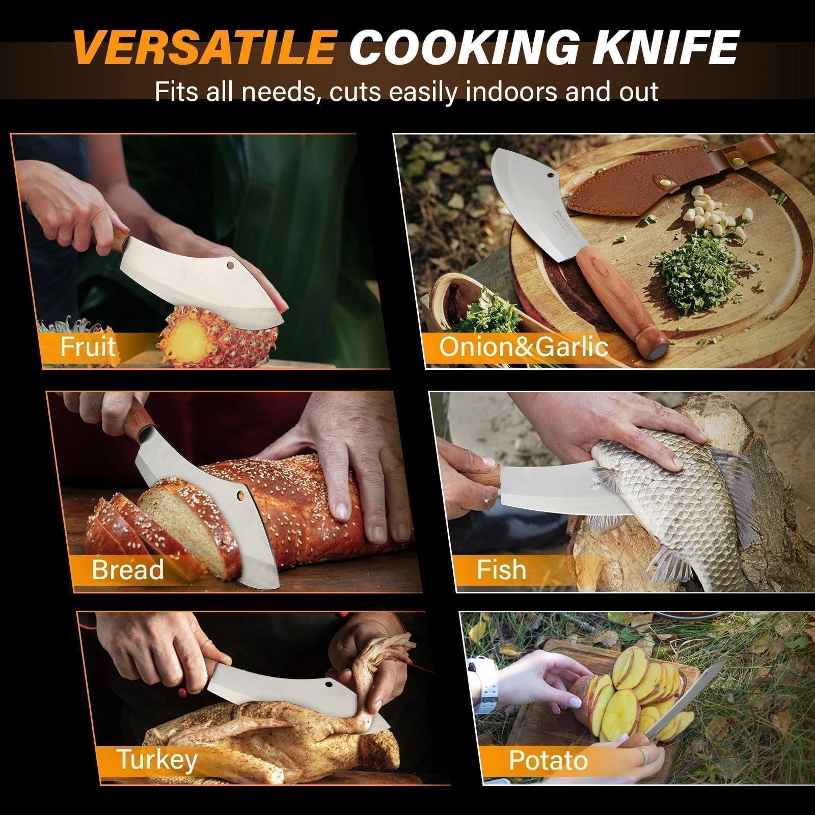 MEN WITH THE POT Meat Cleaver Knife, Hand Forged Ultra Sharp