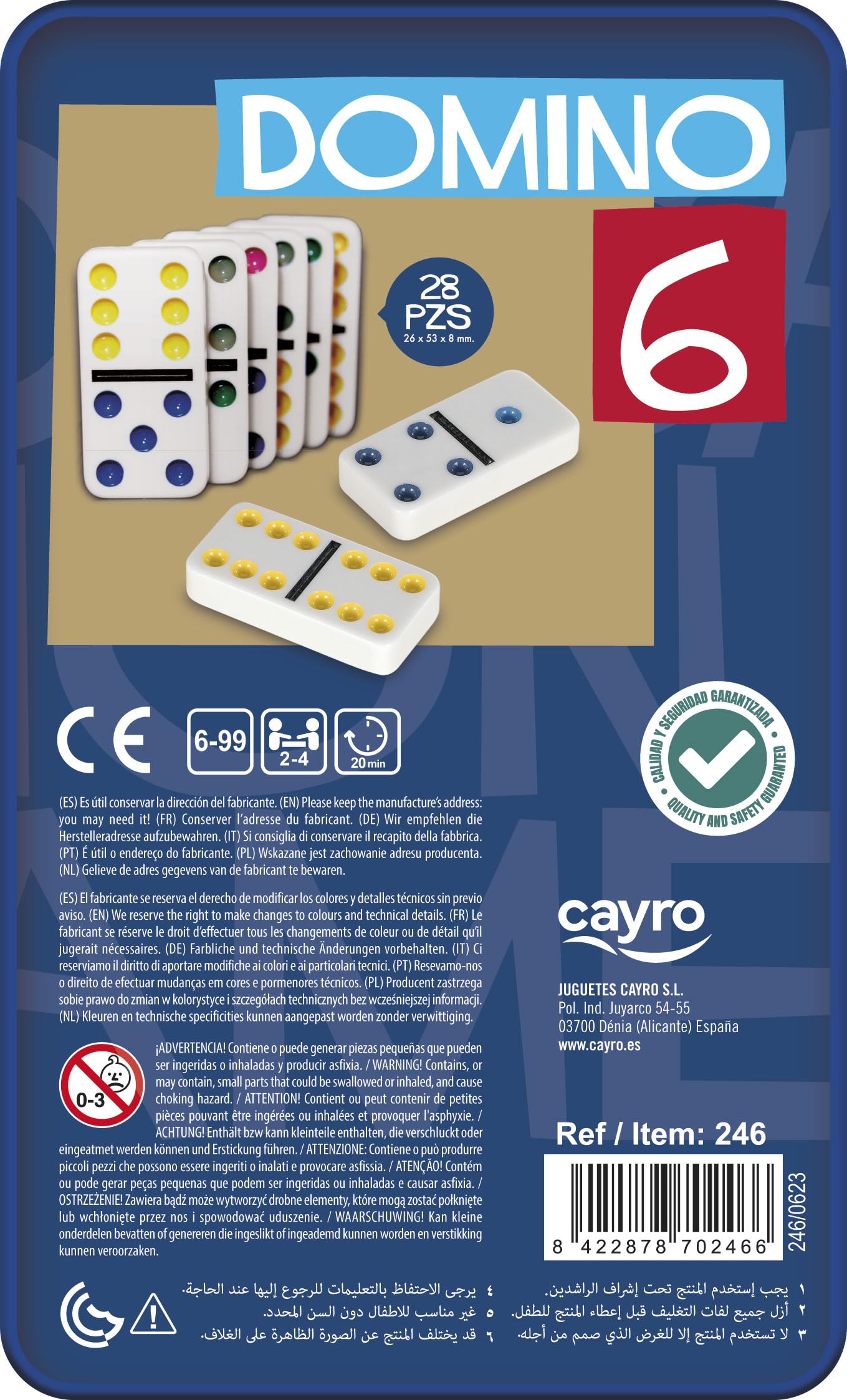 Cayro 5,1 x 2,5 x 0,8 cm podwójne kolory domino (6-częściowy)