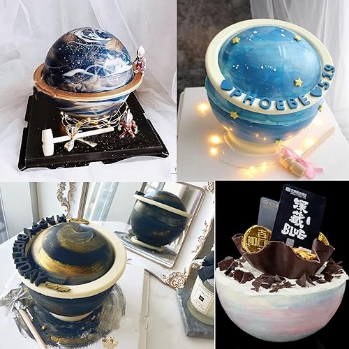 Miniatura 3 de Molde de silicona grande de planeta para pastel de fondant de chocolate + 2 bandejas de cubo de martillo de madera, moldes para hacer jabón, moldes