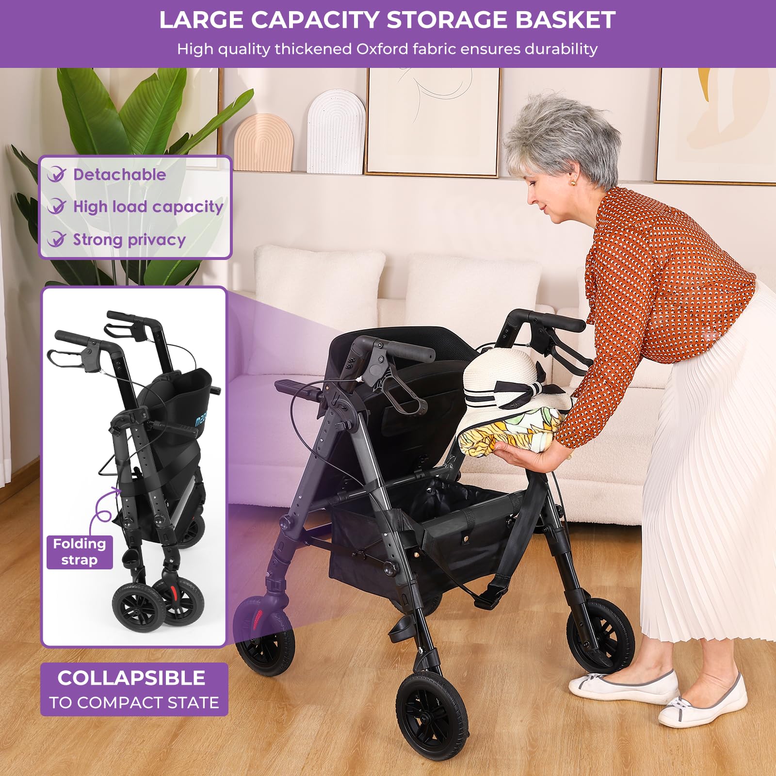 Bariatric Rollator with Seat - 450 lb Capacity -6 Bariatric Rollator with Seat - 450 lb Capacity -6