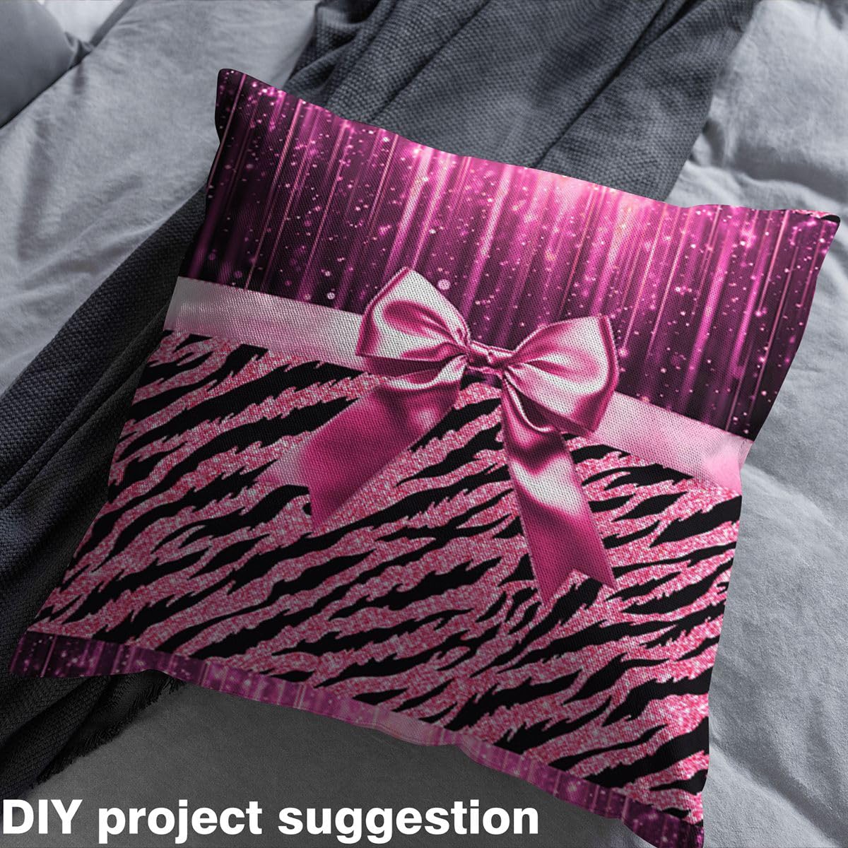 Homemissing Pink Zebra Print Tessuto 460x150cm Cute Bow Tessuti Per Cucire Crafting Wild Animal Print Theme Decorazione All ' Aperto Impermeabile Per Home Diy Projects Luxury Coquette Style