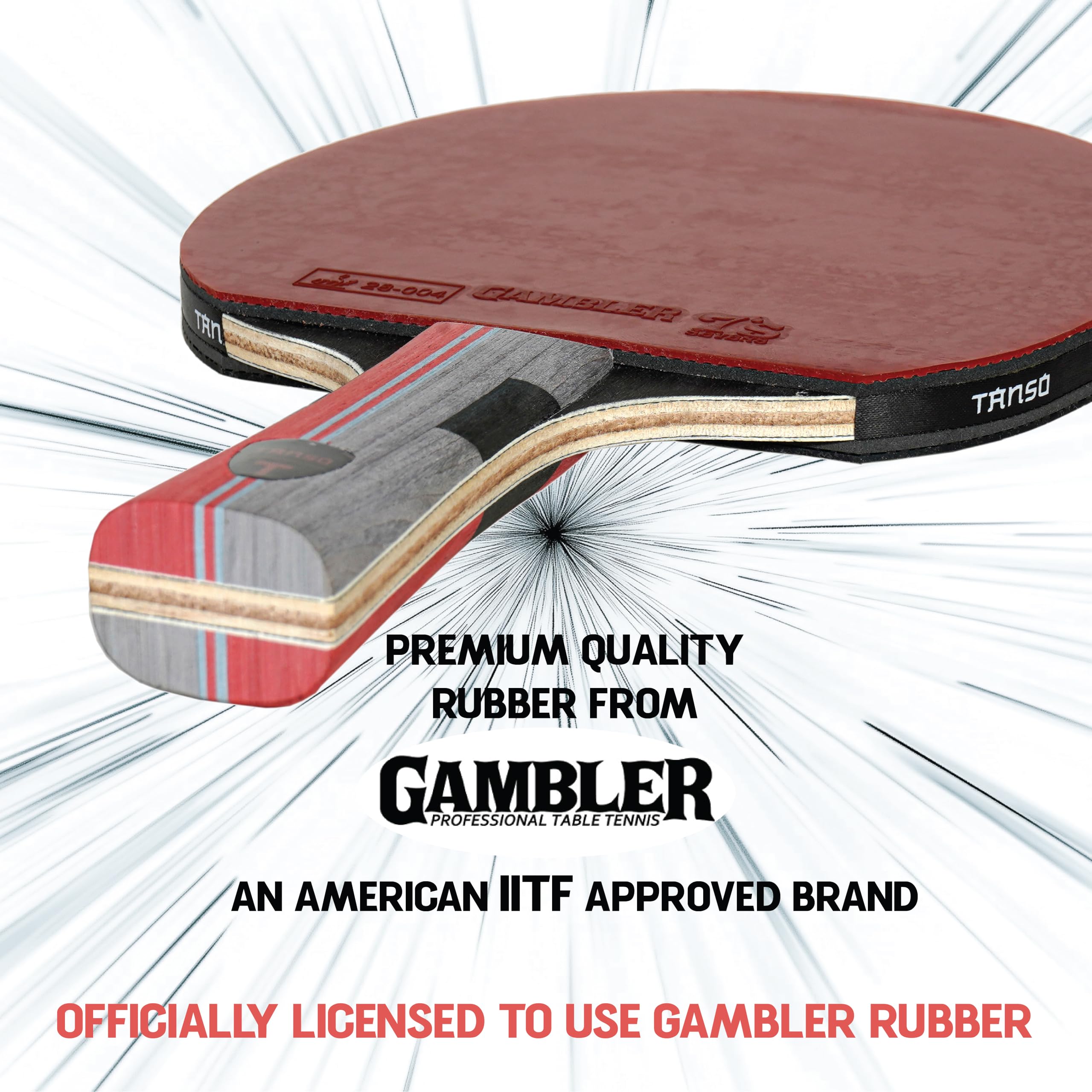 TANSO Griffin Table Tennis (TT) Carbon Racket (Premium ITTF Approved Gambler Rubber, Carbon ply, Ergonomic Grip Handle, Intermediate Players) 1