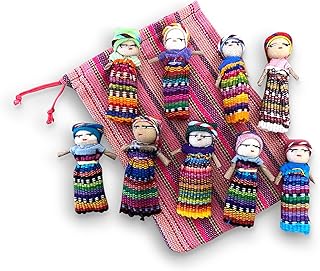 Thorness Set of 9 Guatemalan Handmade Worry Dolls with a Colourful Crafted Storage Bag | Worry Dolls for Girls | Worry Dolls for Boys | Anxiety Dolls | Worry Doll | Guatamalan Doll