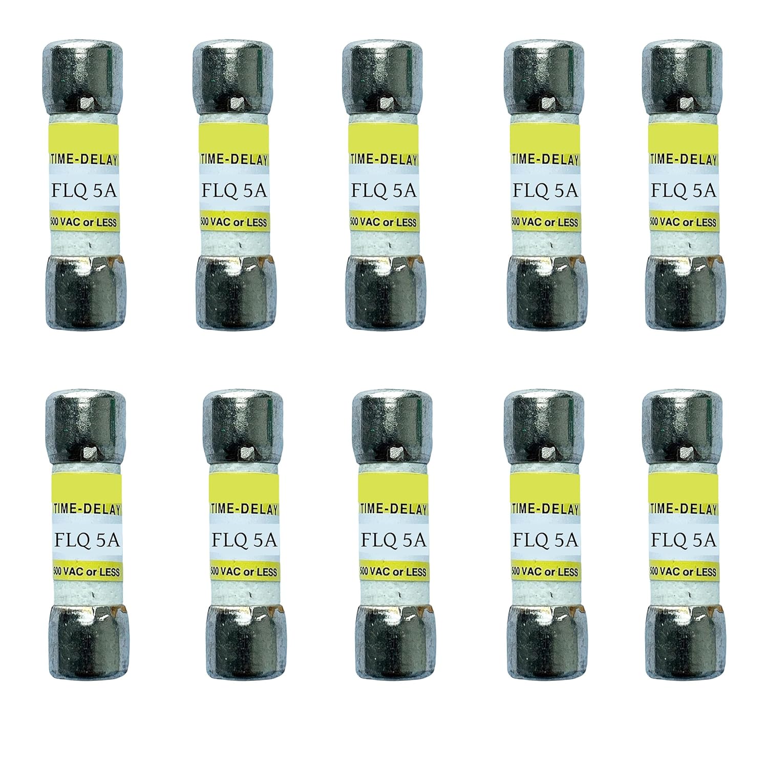 10-Pack New FLQ-5A FLQ 5A 500Vac Time Delay Fuse,FLQ-5 Time-Delay Cartridge Fuses