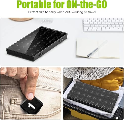 Miniatura 6 de Organizador mensual de píldoras una vez al día, caja organizadora de píldoras de 30 días, fácil de abrir, estuche portátil con compartimentos