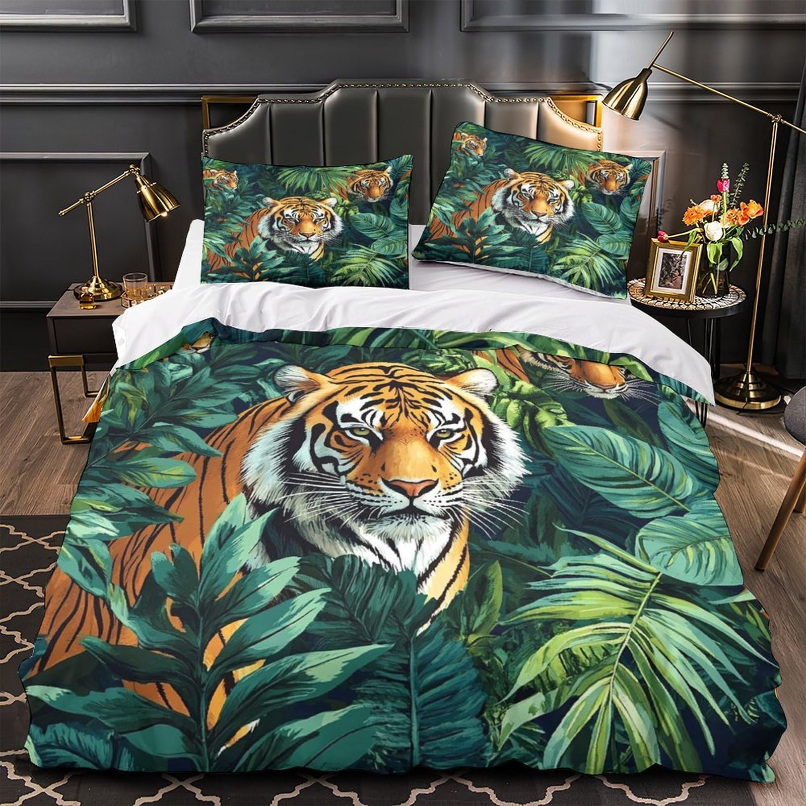 Housse de Couette Tigre de la Jungle pour Chambre d'Enfant et Adolescent