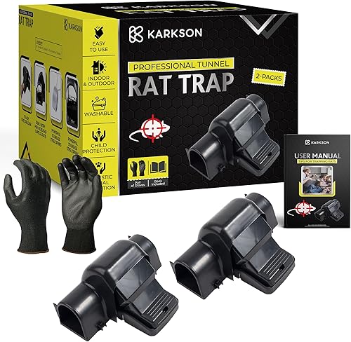 Paquete de trampas para ratas y ardillas, evita la activación accidental con túnel (paquete de 2)