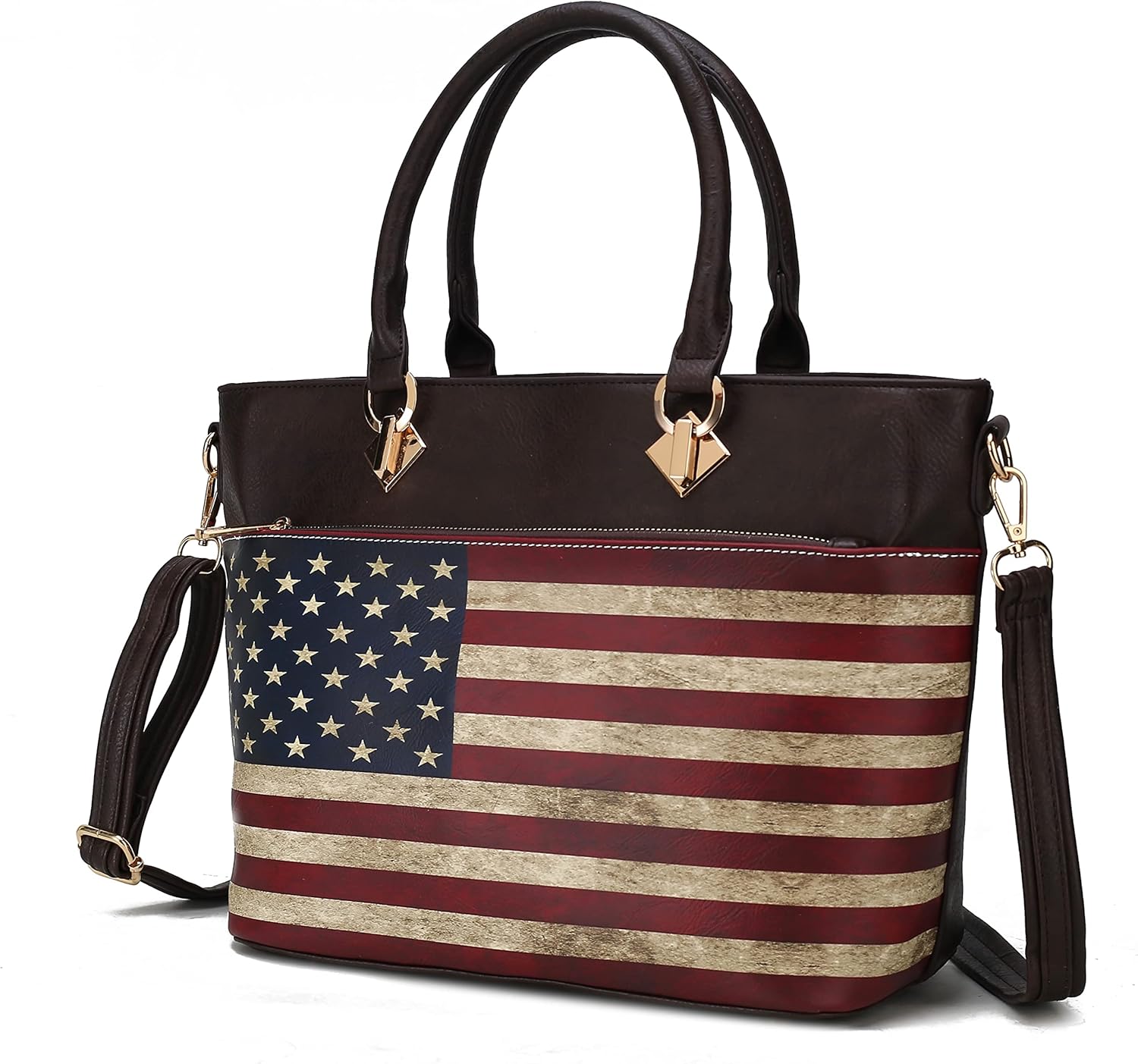 MKF Collection by Mia K. Signature Tote Bag for Women, Vegan Leather Top Handle Crossbody Bag Handbag Purse