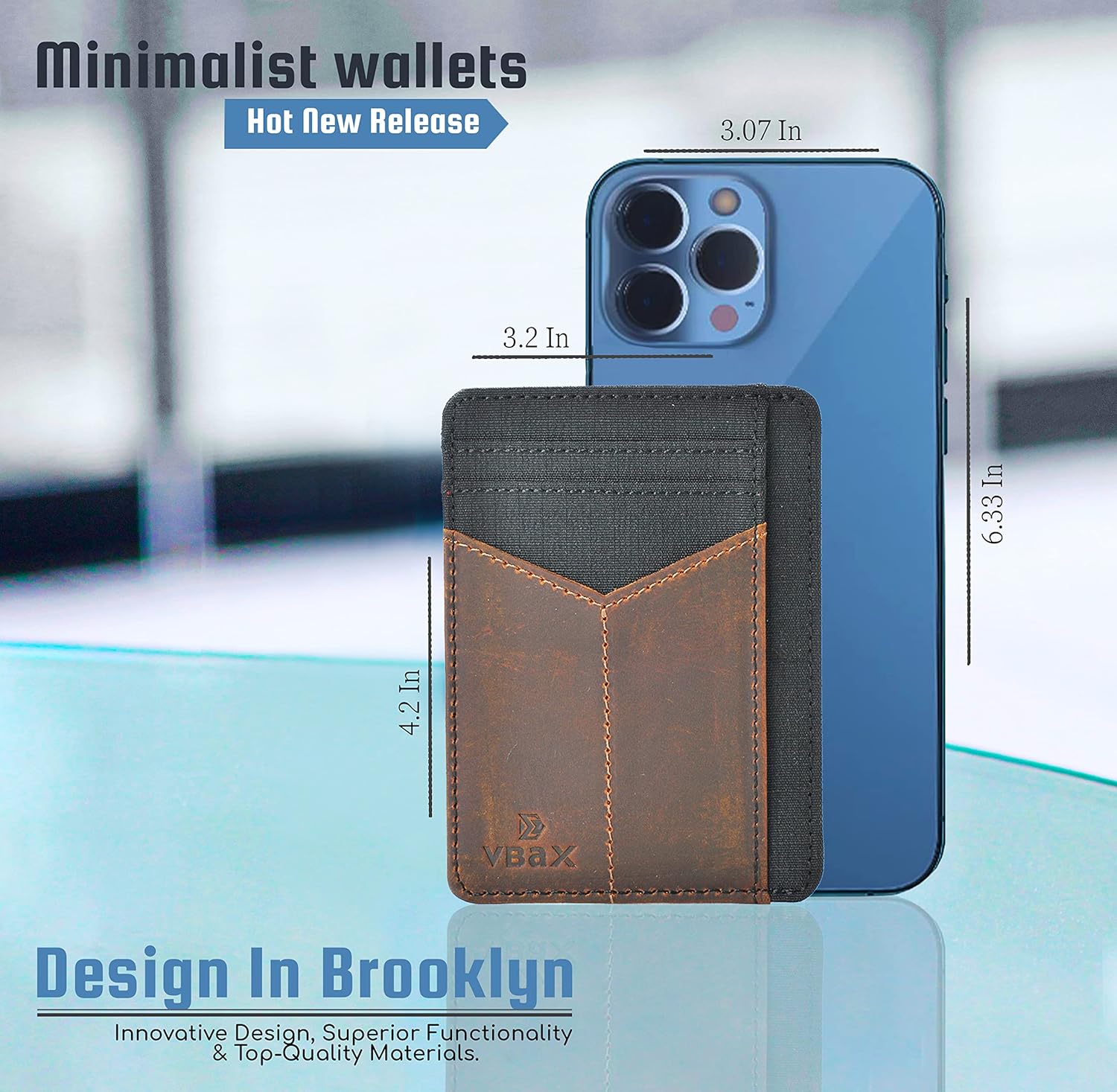 RFID Slim Wallet for Men Women, 8 Card Slot Leather Minimalist Front Pocket Credit Card Holders Black Vintage Leather - Image 7