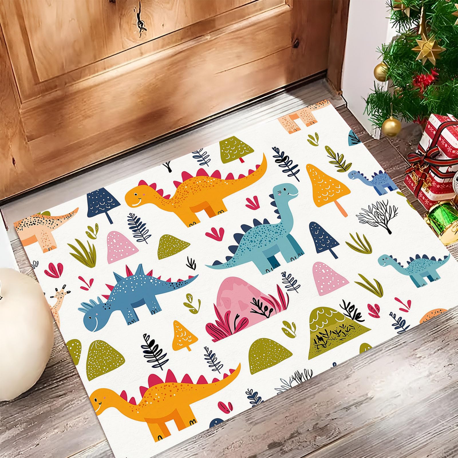Tapis antidérapant d'entrée intérieur qui ne glisse pas, lavable, 50x80cm dinosaures