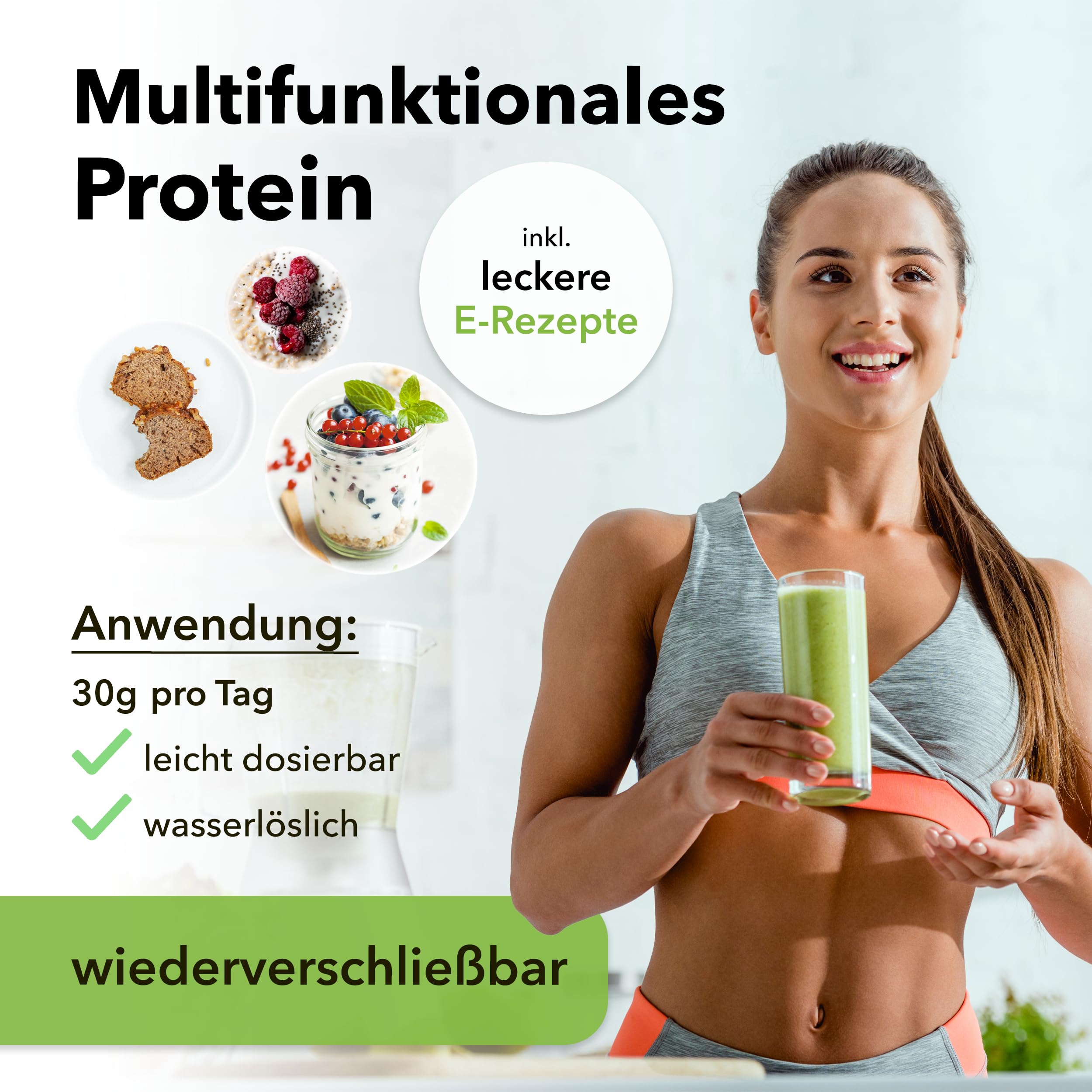 regionales Hanf Protein Pulver 1 kg [MIT 55% PROTEIN] - inkl. LECKERE E-Rezepte - veganes Proteinpulver mit Magnesium & Aminosäuren für Muskelaufbau - wasserlösliches Hanfprotein