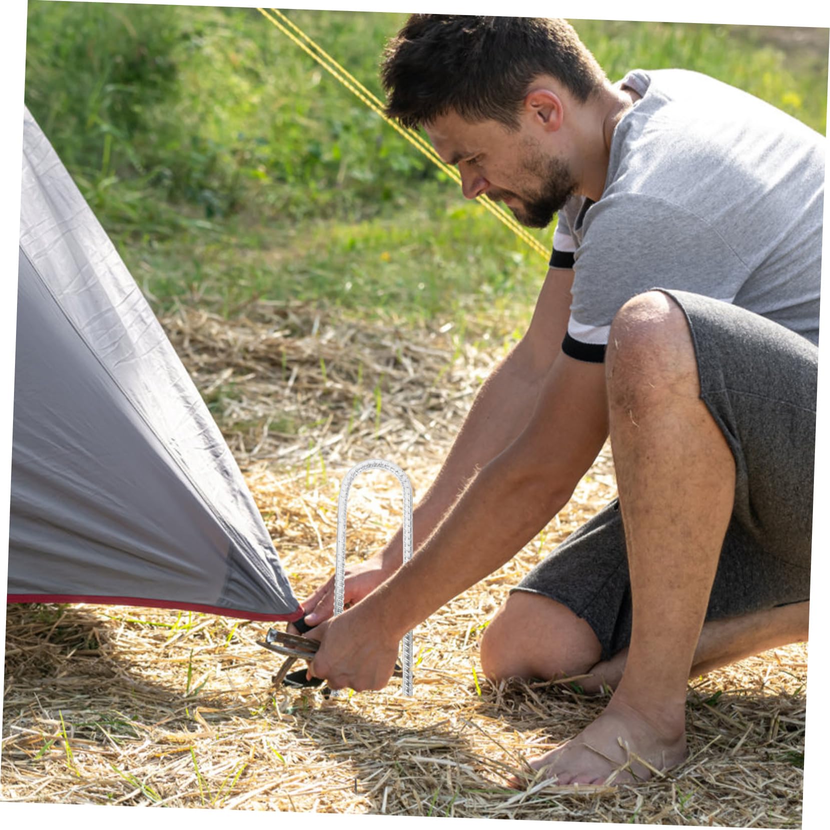 Sosoport 4 U-förmige Bodenanker aus Verzinktem Stahl zum Sichern von Bodenvlies und Bodenplanen für Garten und Camping