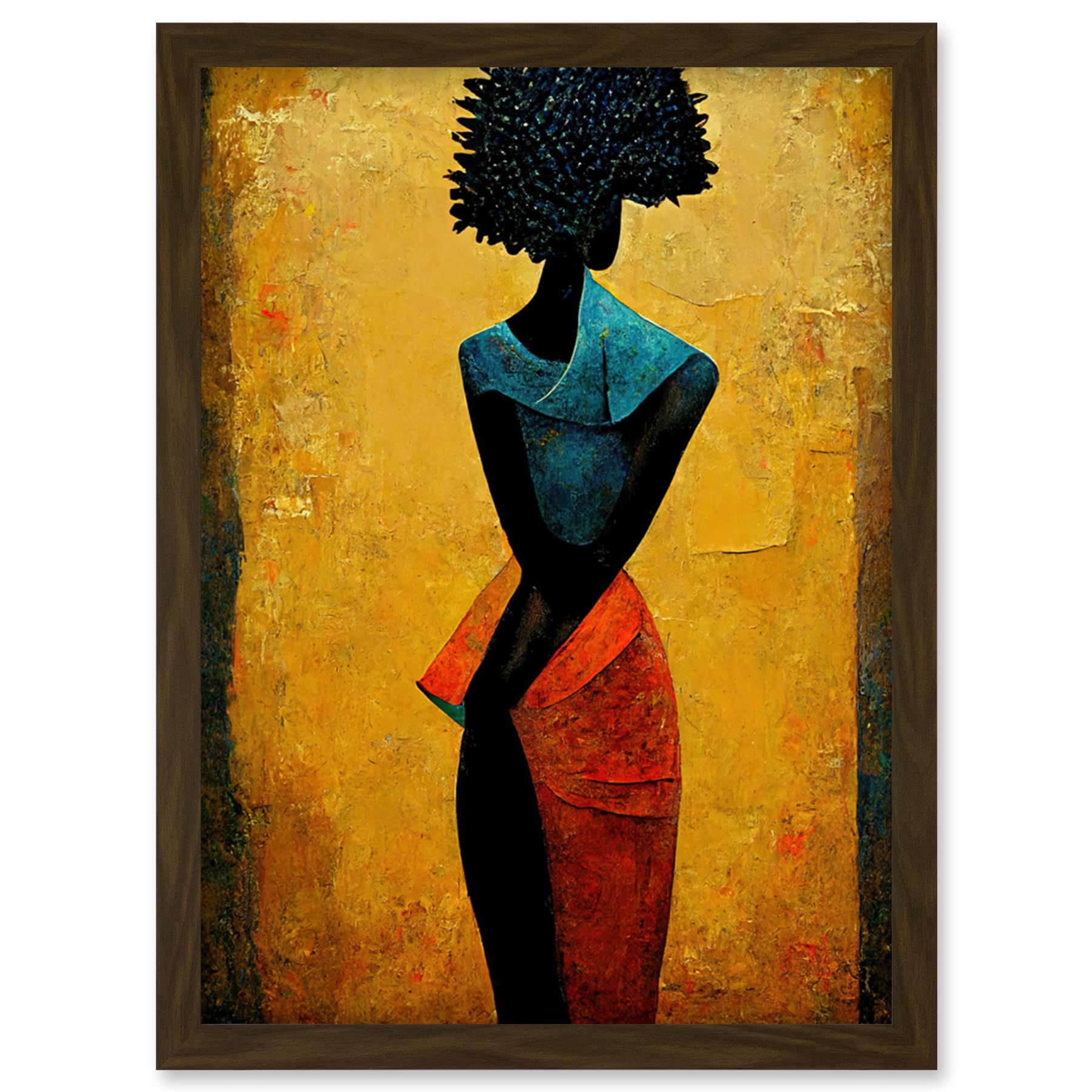 Doppelganger33 LTD Abstract Oil African Woman Artwork Framed Wall Art Print A4