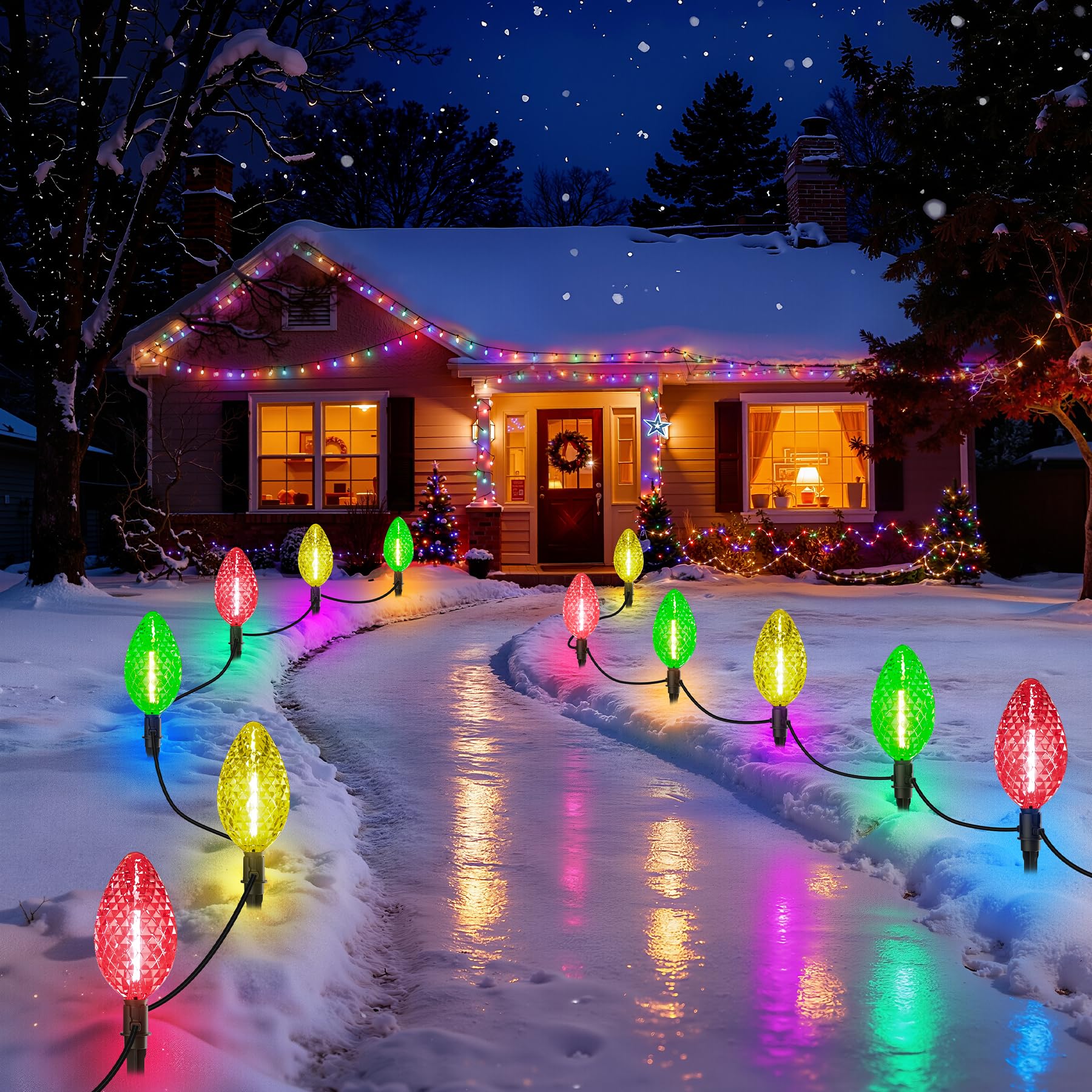Zuske Strawberry Super Jumbo C9 Christmas Pathway Lights, 15.75M