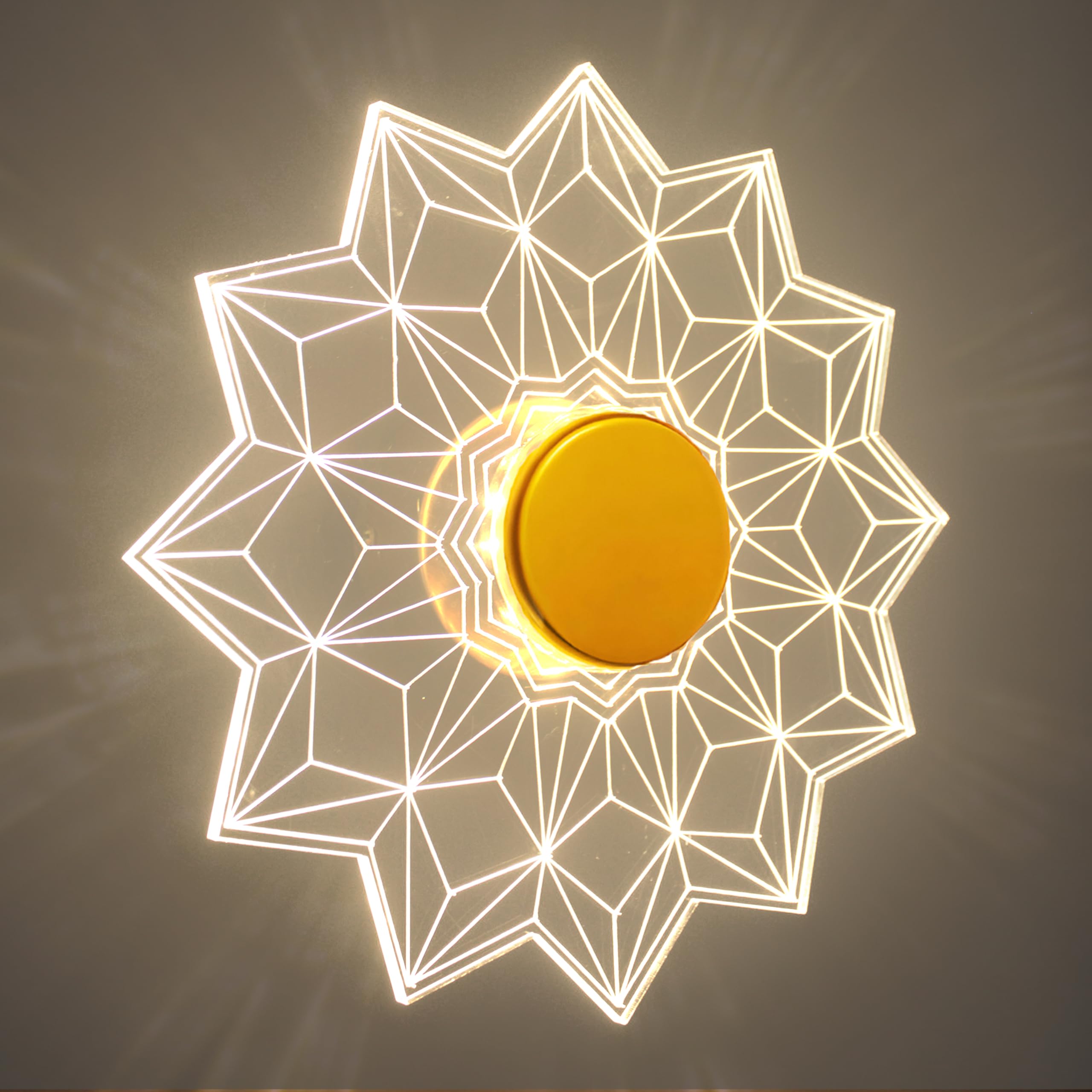Lamp master Luxury Diamond 3-Color LED Wall & Ceiling Light | Geometric Acrylic Lamp with Antique Gold Finish | Home Decorative Light, Modern Interiors Wall lamp for Living Room, Bedroom, Bedside-image-45