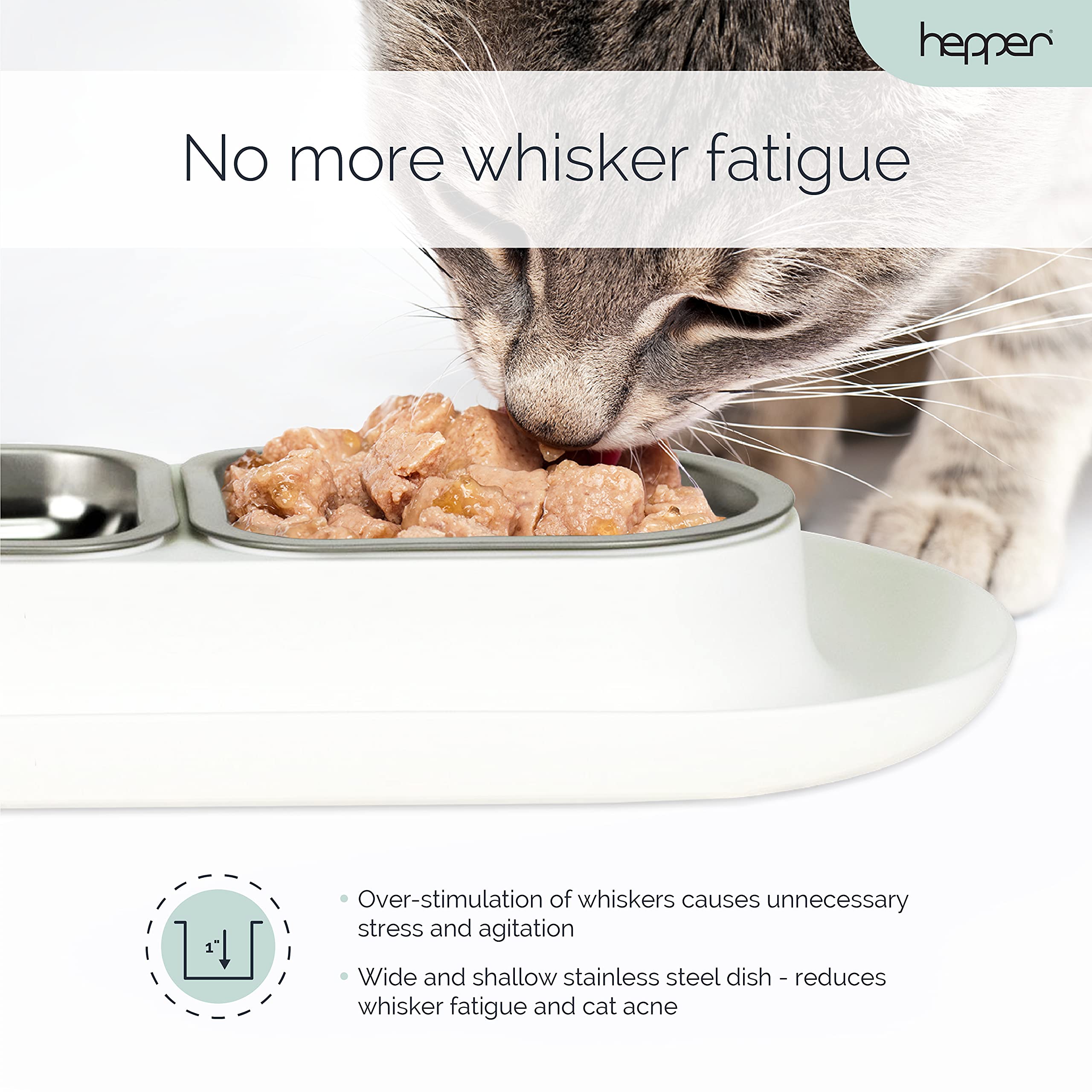 Hepper NomNom Spill Proof Elevated Cat Bowls for Food and Water