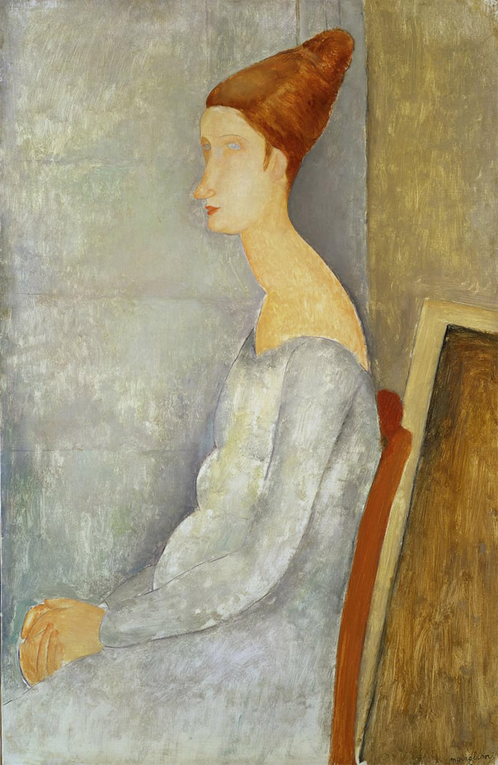 POSTERIIk Vintage Art Print Images Pictures Print Portrait of Jeanne Hebuterne by Amedeo Modigliani Modern Colour Posters for Office Home Decor 60x90cm
