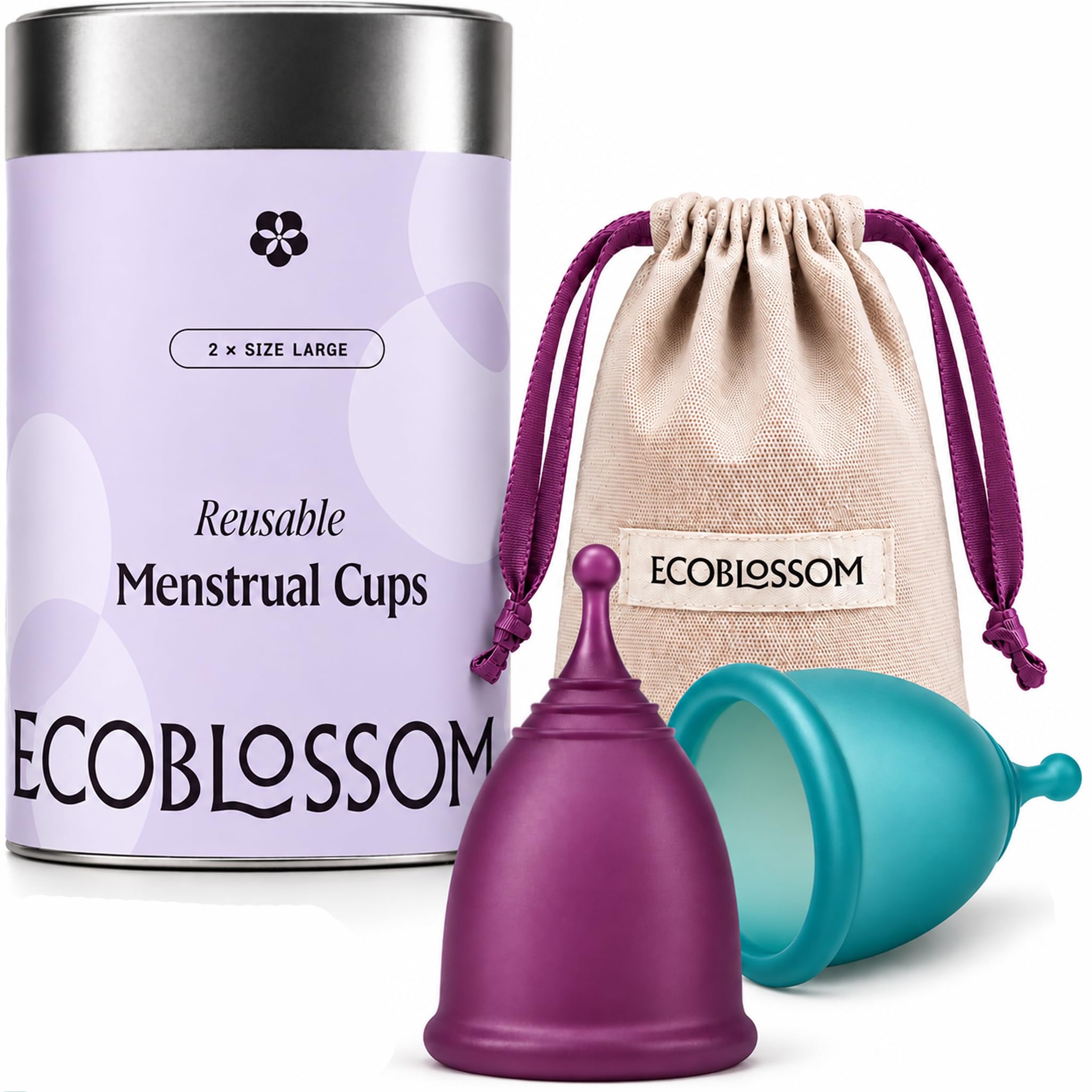 Ecoblossom Menstrual Cups, Period Cup for Women, Menstrual Disc Alternative Cup Set Large