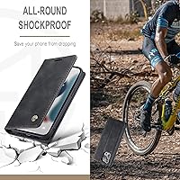 Vista 5 de SINIANL Funda de piel tipo cartera para iPhone 13 Pro Max, funda plegable con soporte magnético, ranura para tarjetas, funda protectora para iPhone