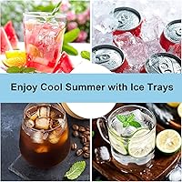 Vista 7 de 2 bandejas de silicona para cubitos de hielo, flexible y conveniente, bandeja de hielo cuadrada de silicona de 14 celdas para el hogar, bandeja