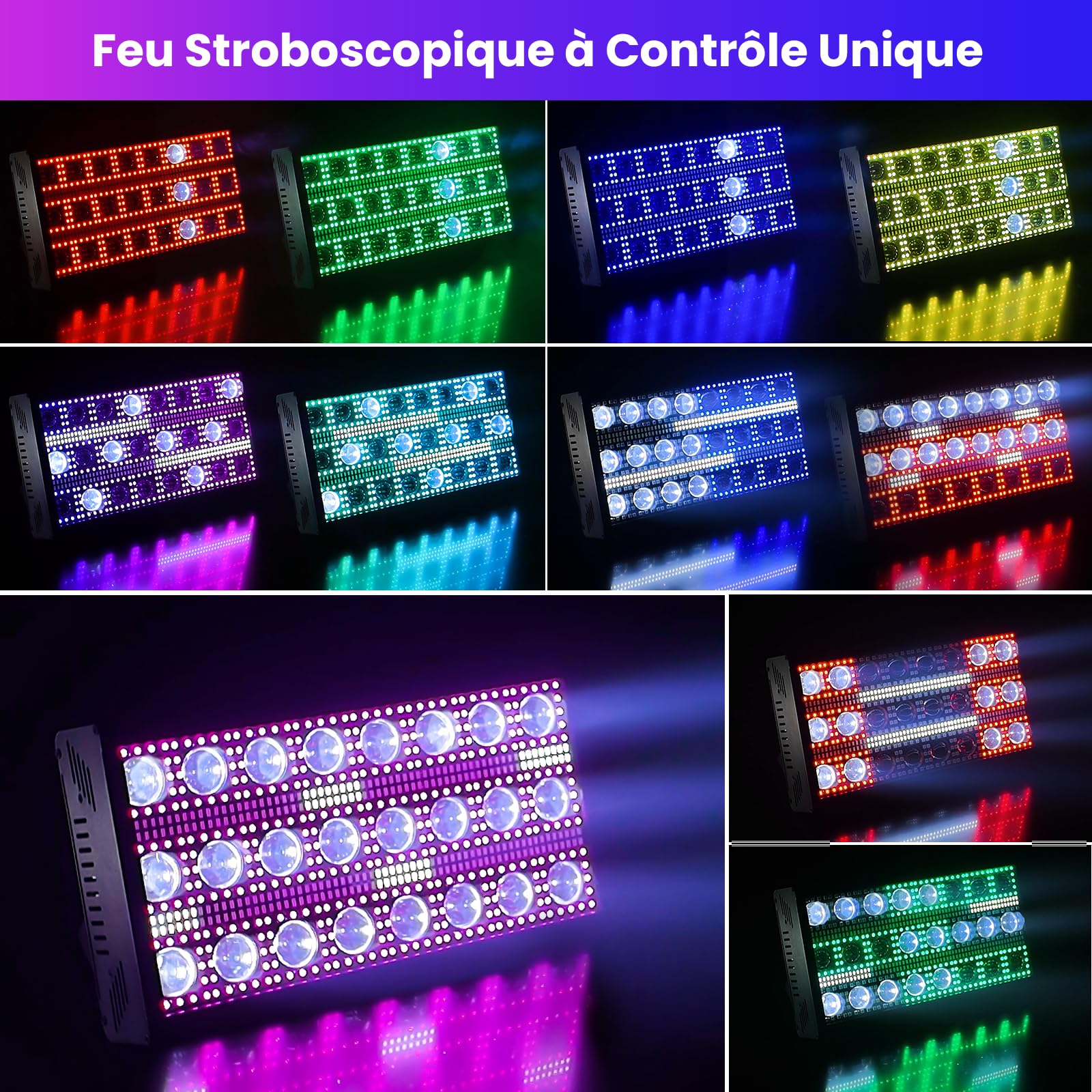 Betopper 300W Lumière Stroboscope LED Matricielle Beam Dynamique RGBW 1P | 4-en-1 RGBW Mappage de Pixels Jeu de Lumiere 5 Modes de Controle Intense Strobe Lumières de Scène pour DJ Bar Fête
