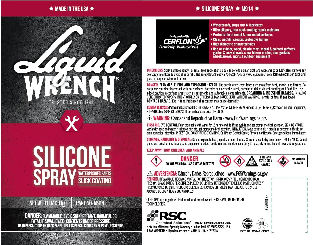 Liquid Wrench M914/4-4PK Silicone Spray - 11 oz., (Pack of 4 , package may vary)