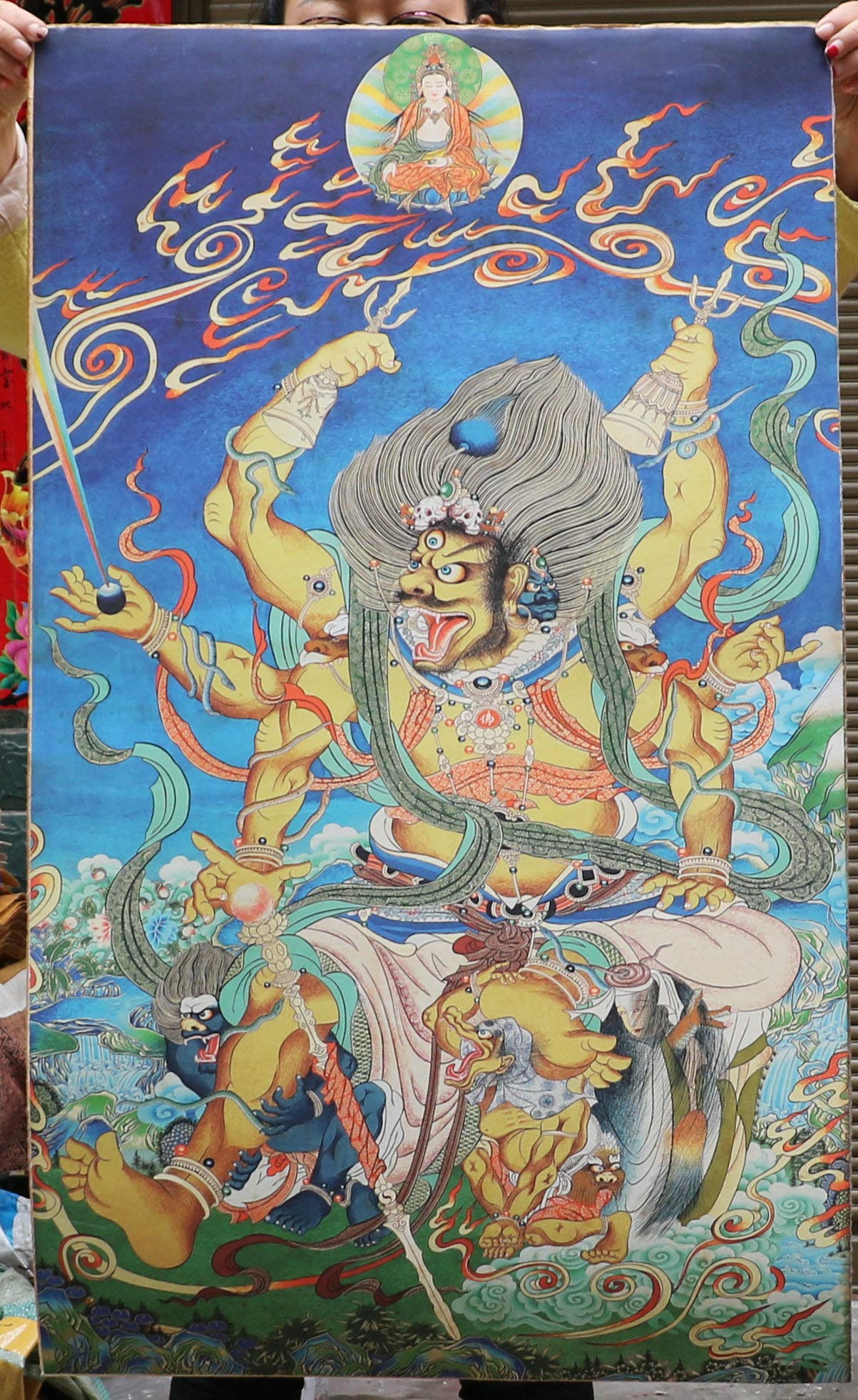 Amazon.co.jp: 36インチ チベット仏教神仏陀&女神ペーパータンカ絵画