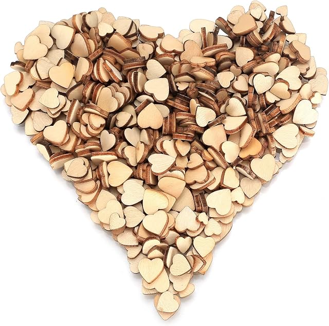 500 Pcs Wooden Hearts, Heart Wooden Discs, Unfinished Blank Wooden, Basswood Sheets Decorations for DIY Arts and Crafts, Wood Burning, Decoration