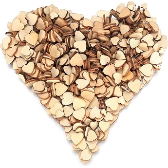 500 Pieces DIY Wooden Hearts for Crafts Wedding Table Decoration Wooden discs for decoration 6 mm 8 mm 10 mm 12 mm for DIY and weddings