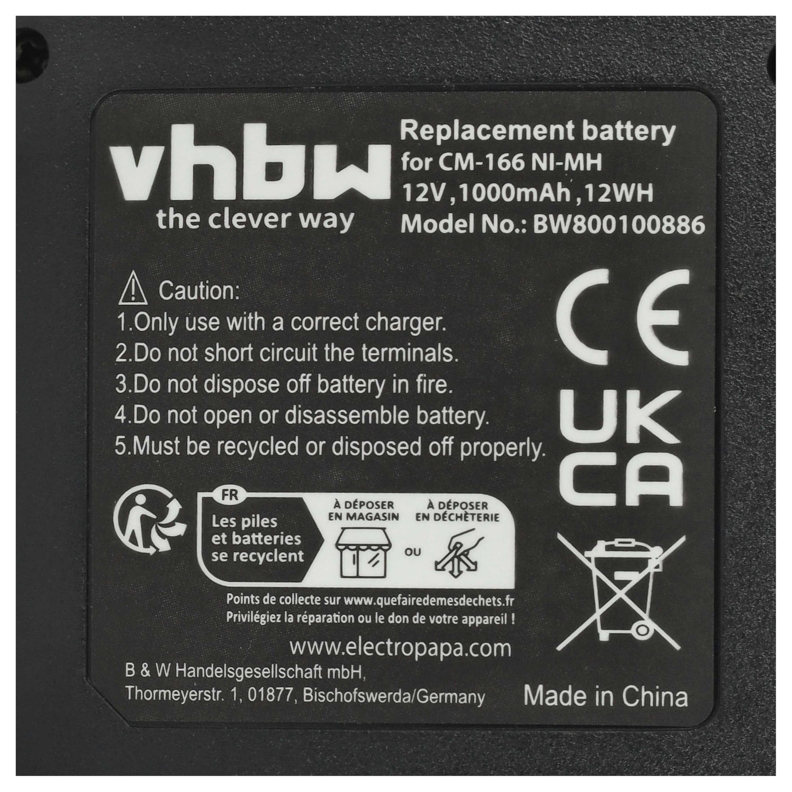 Batteria Vhbw 1000mAh 13.2V NiMH Per Radio Icom BP-7, CM-7, BP-7H - Con Copertura