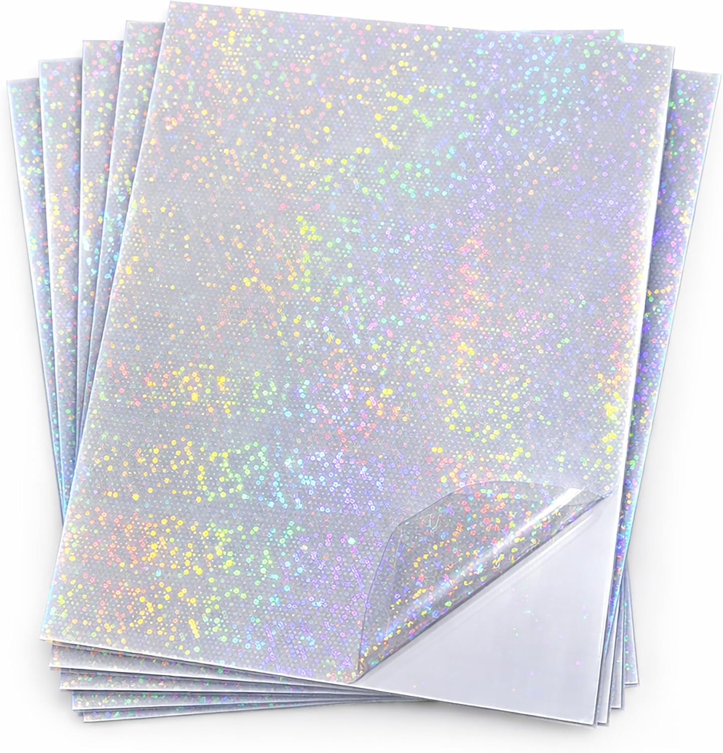 Bleidruck 25 Sheets 3D Sandy Glitter Clear Vinyl Sticker Paper Self Adhesive Waterproof Glitter Overlay Film A4 (11.7 x 8.3 Inch) Holographic Overlay