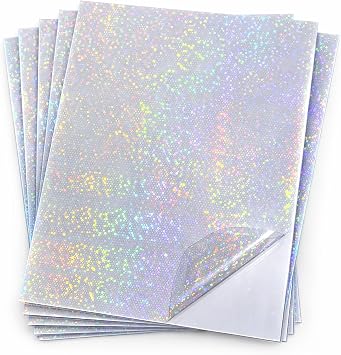 Bleidruck 25 Sheets Bubbles Holographic Clear Vinyl Sticker Paper Self Adhesive Waterproof Rainbow Overlay Film A4 (11.7 x 8.3 Inch) Holographic Overlay Decal Sheets Cold Laminate Paper