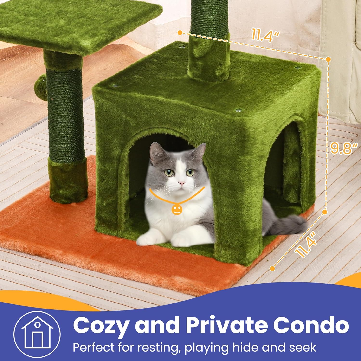 review AGYM Cat Tree for Indoor Cats, 100% Sisal Cat Scratching Posts and Fluffy Balls, 26