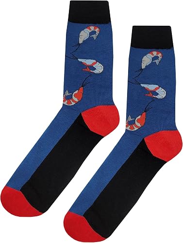 SockFly Shrimp Swimming Dress Socks Funny Novelty Crazy Fun Design Men Size 8-12